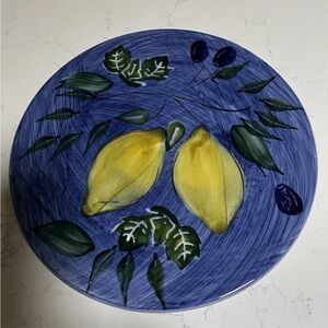 Hand-Painted Italian Lemon & Olive 12” Platter-Made in Italy